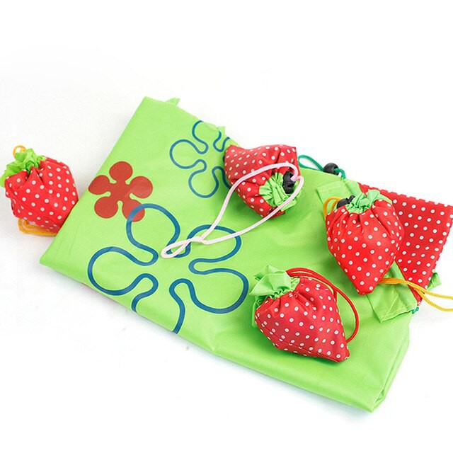 Tas Lipat Serbaguna Strawbery Tas Ringan Mudah Dibawa Simpel - Tas Polyster Tas Belanja Go Green - Tas Go Green - Tas Pouch Lipat