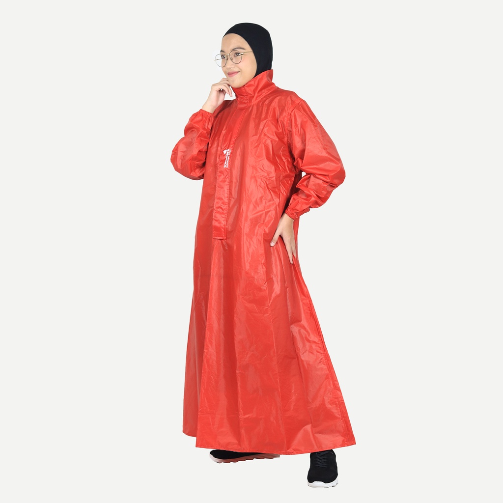 Jas Hujan Syari Jumbo Wanita Red Series