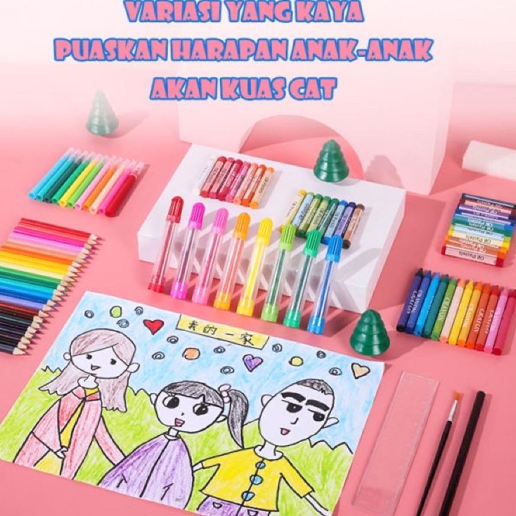 

Keluaran Terbaru.. ART Crayon Set Alat Menggambar Anak Krayon Cat Air Rautan Pensil Warna 208 Buah