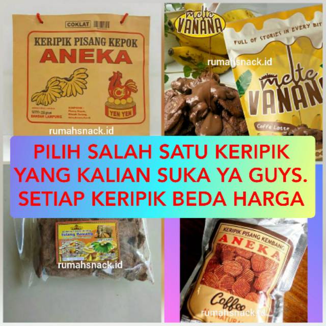 

GROSIR MURAH KERIPIK PISANG COKLAT PAPERBAG KEMBANG ANEKA SARIRASA, VANANA MELTE LUMER, TULANGBAWANG