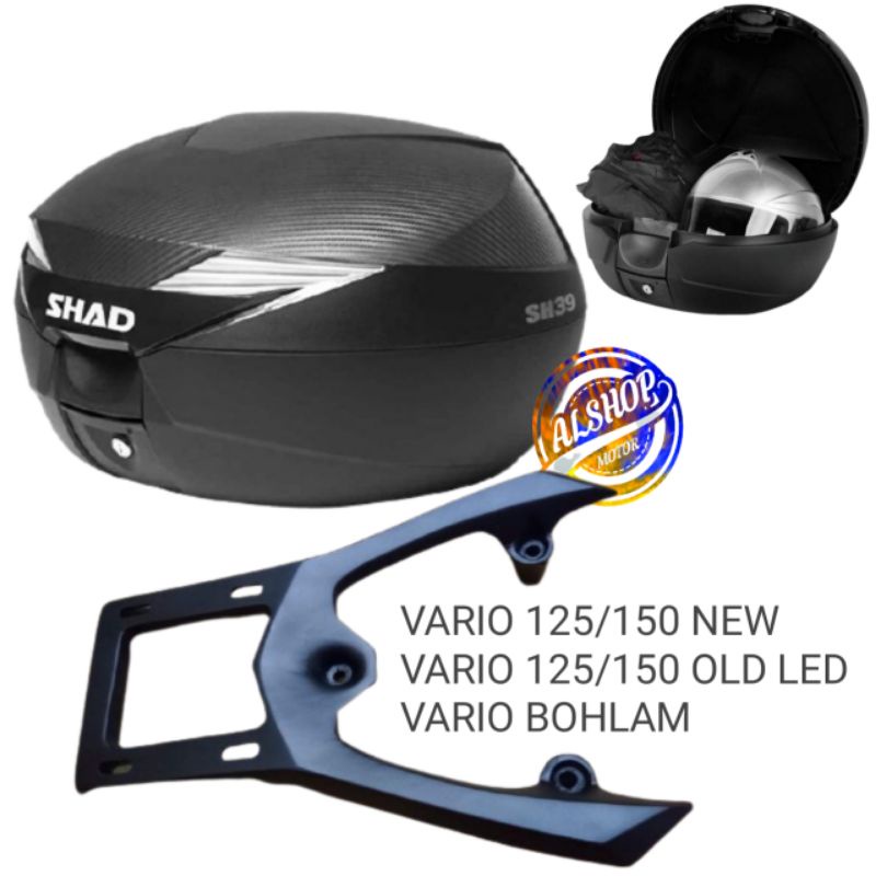BOX SHAD SH39 CARBON DAN BREKET BOX VARIO 125 150 FI VARIO OLD BOHLAM