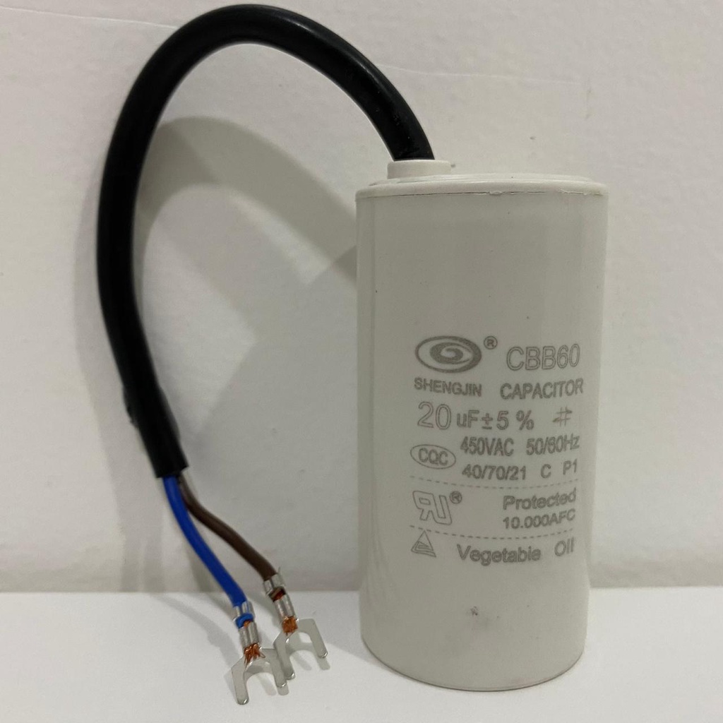 Kapasitor 20 uf 450V Bulat Kabel / Capacitor Pompa Air 20uf Bulat