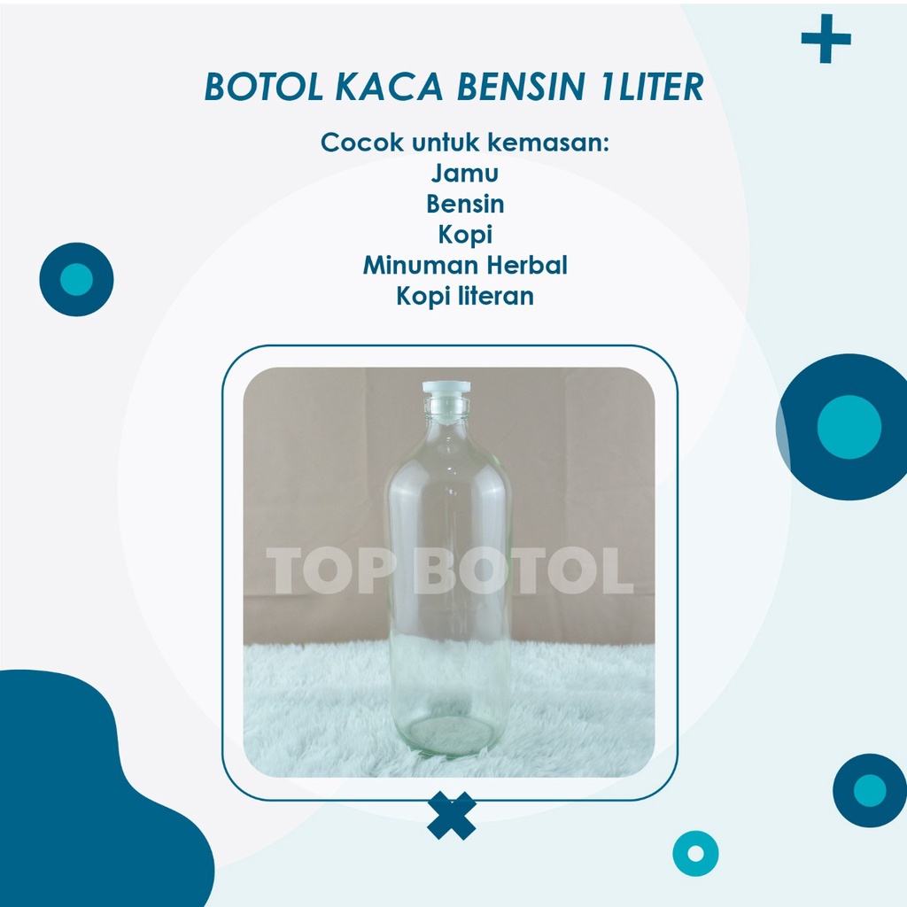 KiRimHariyangsama-- (Paket Isi 14pcs) Botol Kaca 1 liter + tutup plug bening baru / Botol Jamu 1lite