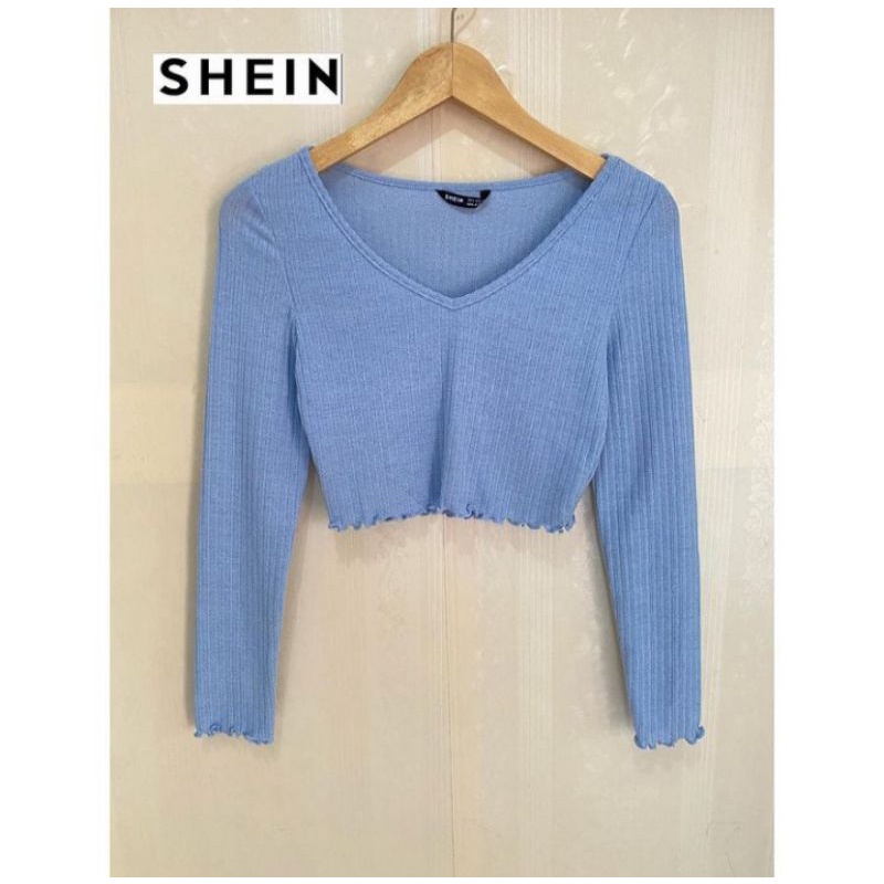 Shein Cardigan Crop Top Blue Size S