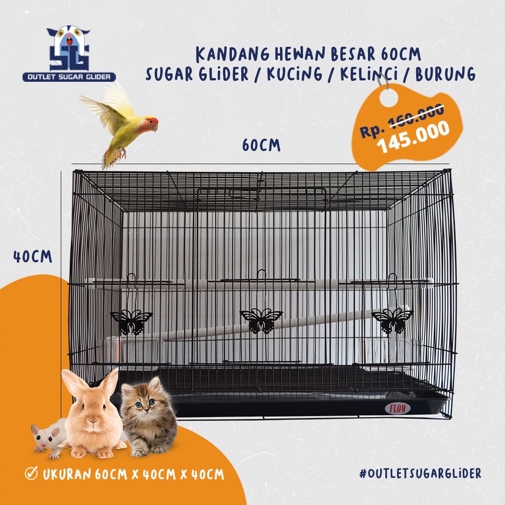 KANDANG HEWAN BESAR 60CM SUGAR GLIDER / BURUNG / KELINCI / KUCING