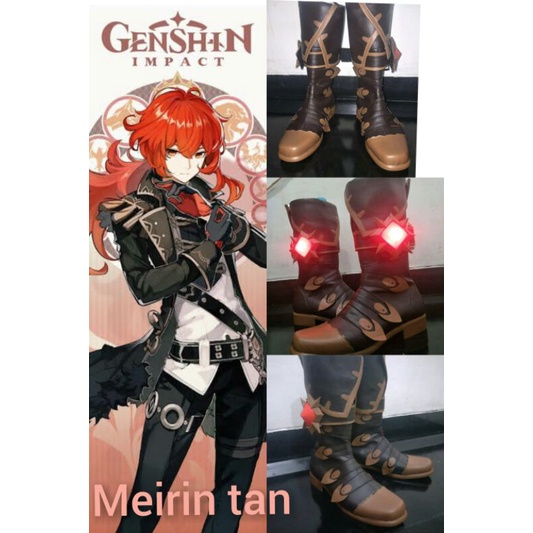 Diluc genshin impact boots cosplay