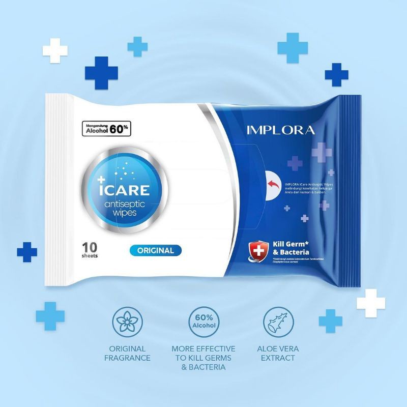 Implora Antiseptic Wipes /Tisu Basah/IMPLORA isi 50 sheet/Implora