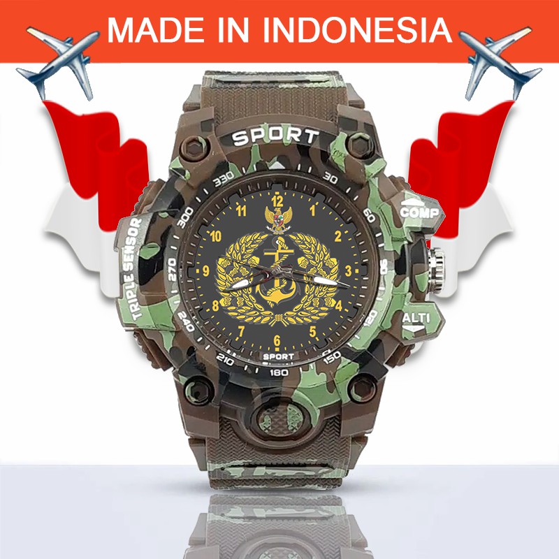 {Istimewa} Jam Tangan TNI-AL (Angkatan Laut) -Coklat  Army Water Resistant