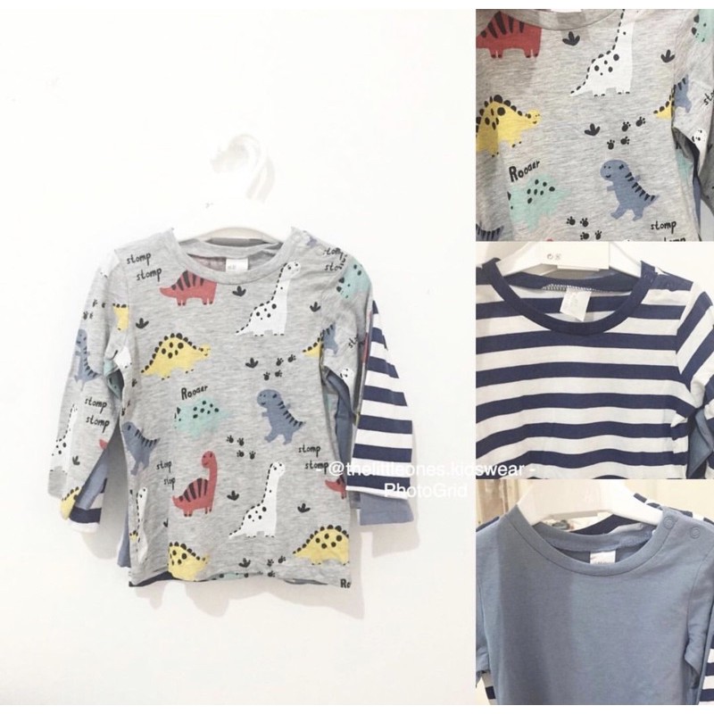h&m dino 3pcs long tee size 2-3y hnm