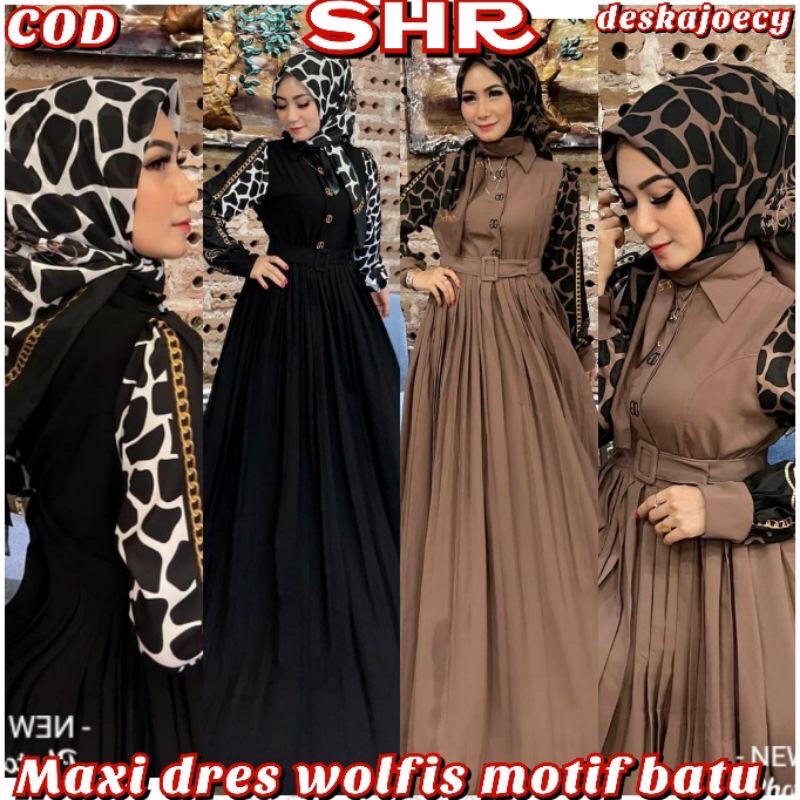 Tania Dress By Meera / READY NEW MAXI DRESS LEOPARD BAHAN WOLFIS MODEL PLISKET LD / 106 PB 140 PREMI