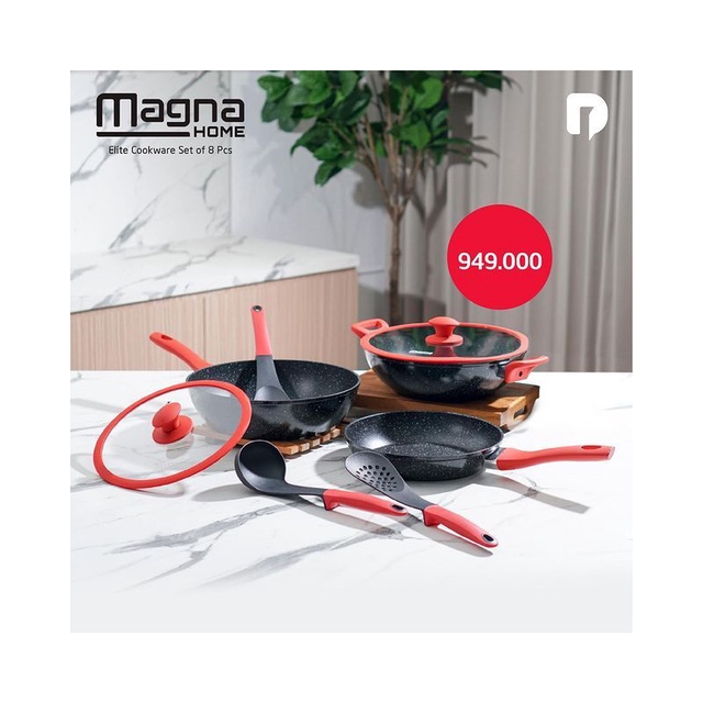 Panci Marble Anti Lengket Merah Magna Home Cookware Set