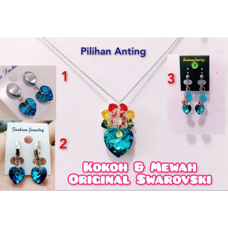 Swarovski Original 1 Set Dengan Kalung & Anting
