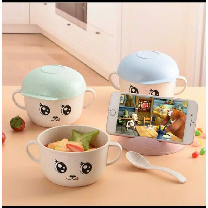 Mangkok bayi Mangkuk Anak Dengan Tutup Aman Standing Hp