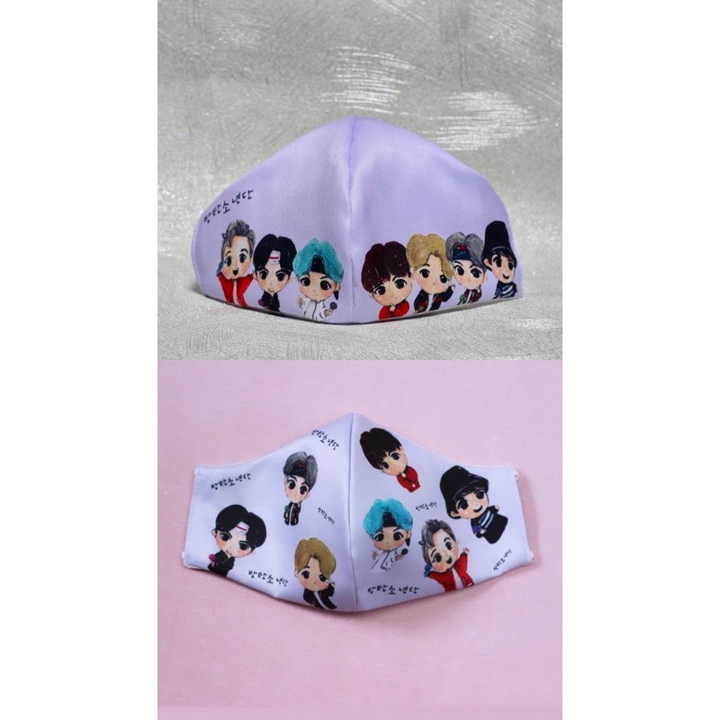 Masker kain katun bambu 3 ply - BTS TINY TAN