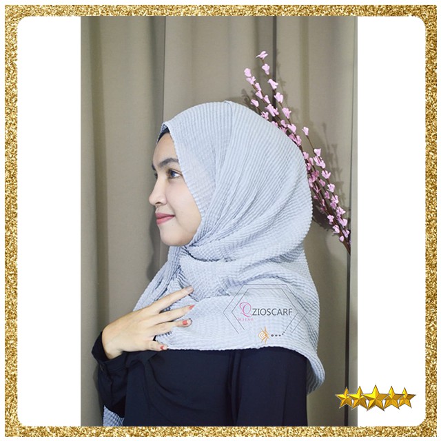 A36 PASHMINA PLISKET KOTAK Pashmina Crinkle ZIOSCARF kerudung bawal malaysia waffle shawl