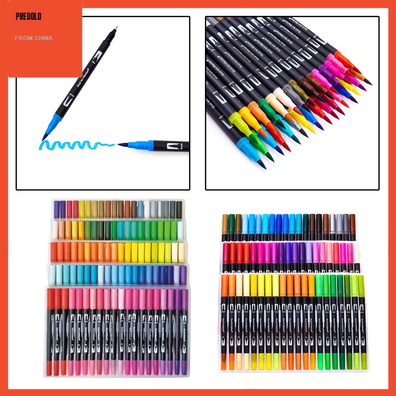 [In Stock] 60/100 Colors Dual Tip Brush Pen Drawing Markers for Painting 60 Pieces