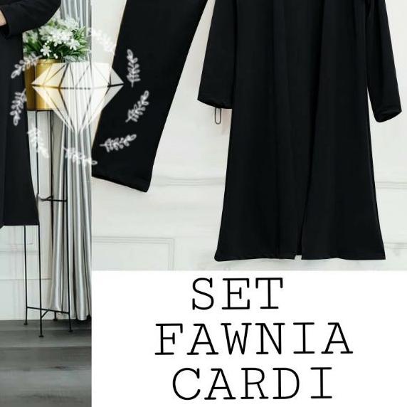 ✧ SET CELANA FAWNIA CARDI, MOSCREPE, GAMIS HIJAB MUSLIM, SETELAN CARDIGAN ➧
