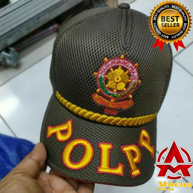 Topi POL PP  Hijau jaring logo list | Topi POL  PP  Hitam jaring Logo List