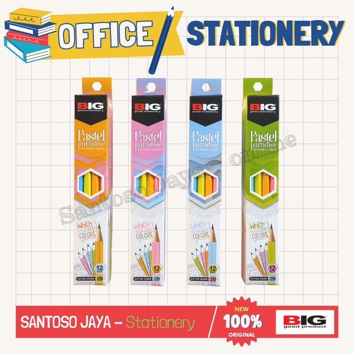 Pensil 2B BIG Pastel Paradise 977 - Pencil BIG 2B - 1 Pak - 12 pcs