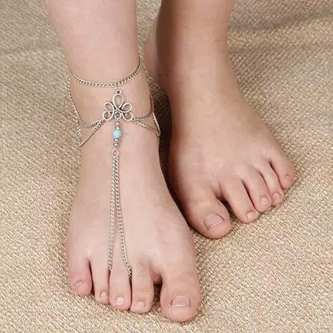 Gg0233 - Gelang Kaki Rantai Sambung Cincin Anklet Bingel Bohemian