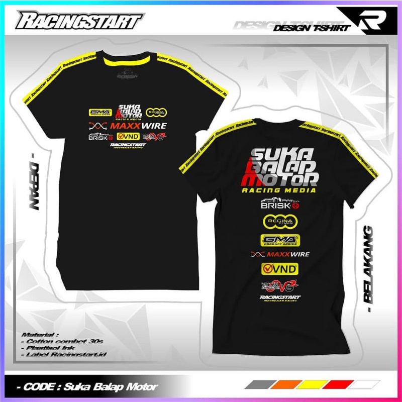 KAOS / BAJU SUKA BALAP MOTOR RACING START ORIGINAL / T-SHIRT RACING START ORIGINAL