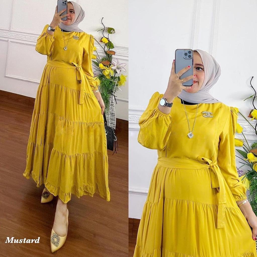 NAZWA MIDI DRESS BO Bahan RAYON VISCORE LD 105 CM PJ 125 CM PT 56 CM MIDI DRESS MUSLIM MIDI CASUAL DRESS KOREA MIDI LONG DRESS KOREA