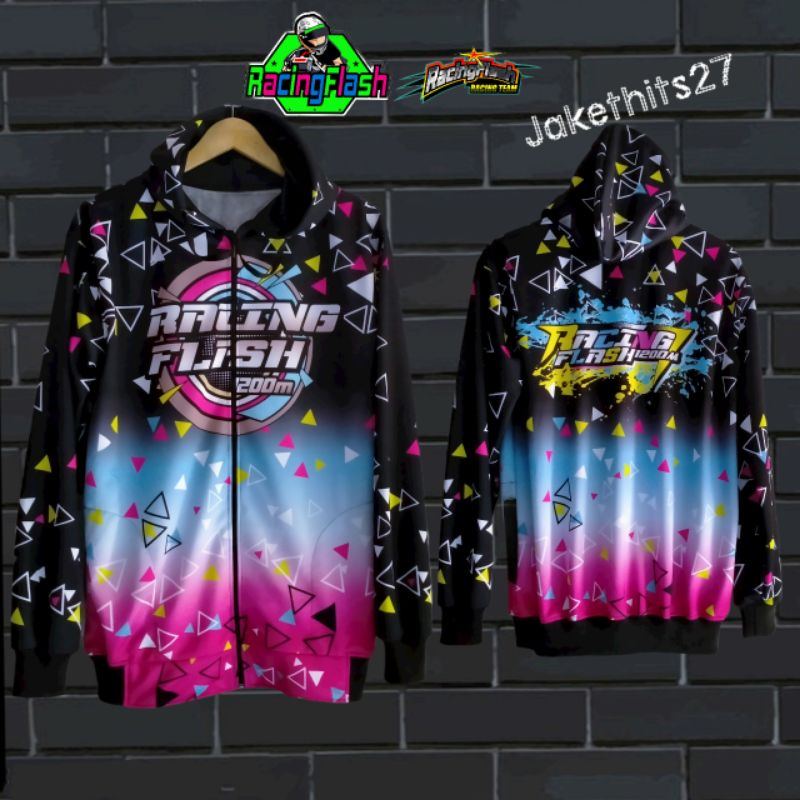 jaket racing flash/jaket racing/jaket racing start/jaket racing terbaru/jaket balap printing-Flash htam biru ping