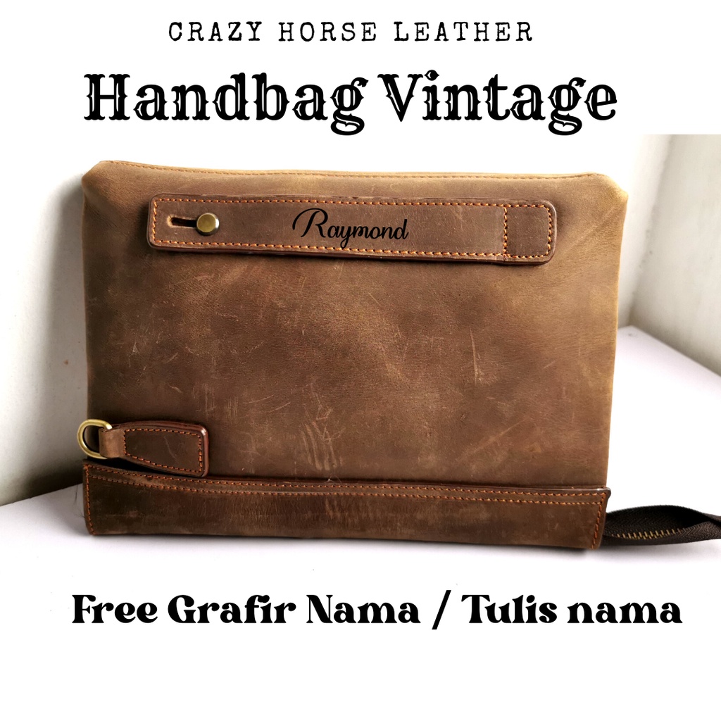 Tas tangan kulit asli premium class Vintage handbag Original leather