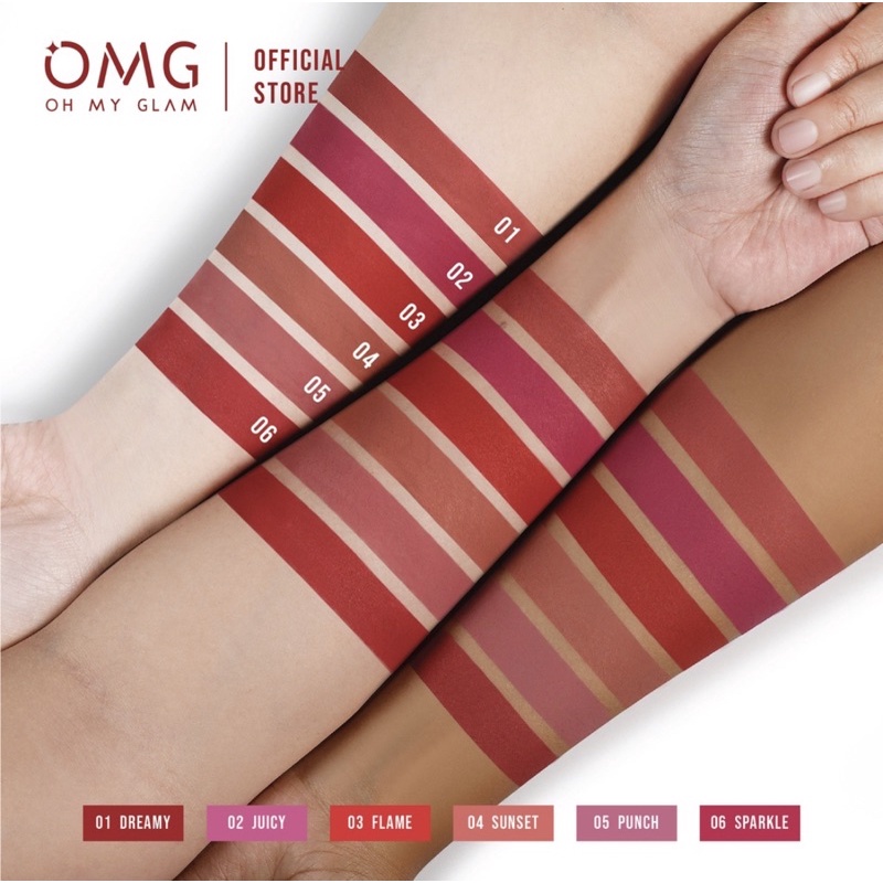 【Official Outlet】 OMG - Oh My Glam Matte Kiss Lipcream Juice Kiss Liptint Serum Lipstik Lipstick Lipcare Lipserum Pewarna Melembabkan Menutrisi Bervolume Lomg Lasting Waterproof Transferproof Bibir Sehat Alami Viral BPOM