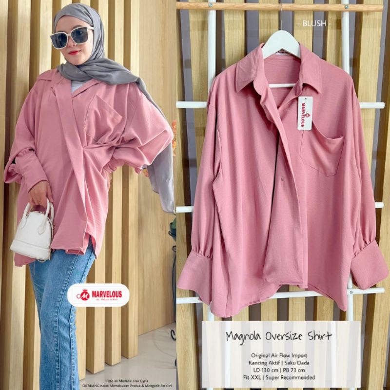 Magnola oversize shirt by marvelous / Blouse muslimah oversize rekomended