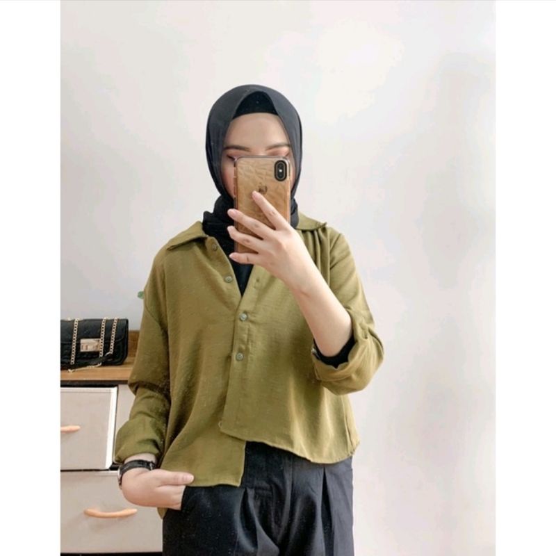 KEMEJA CROP CRINKLE / HANIN CROP PRELOVED