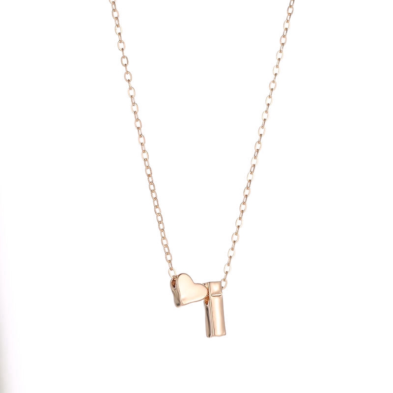 (YUZHU) Kalung Rantai A-T Liontin Motif Huruf Bahan Stainless Steel Warna ROSE GOLD SILVER GOLD