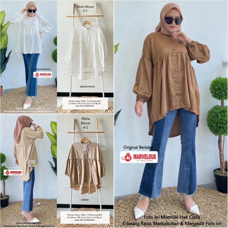ALISHA #2 BLOUSE ORI MARVELOUS RAYON PREMIUM LENGAN BALON BUSUI