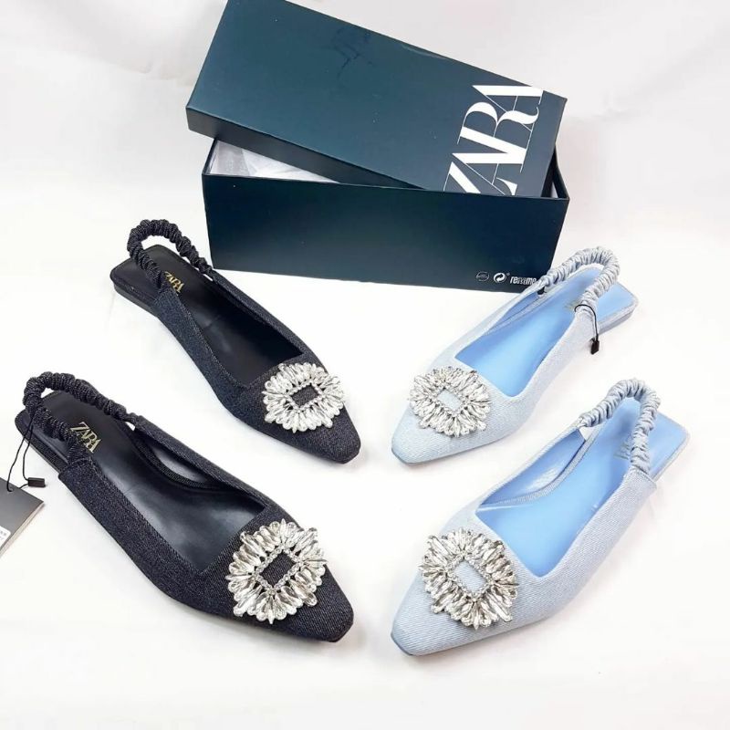 Sepatu Zara ZR Shimmery Flat | Sepatu Sandal Flat Wanita