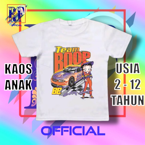 KAOS ANAK VINTAGE TEAM BOOP | RAP TEE BETTY BOOP VINTAGE NASCAR | T-SHIRT OVERSIZED TEAM BOOP BLACK 