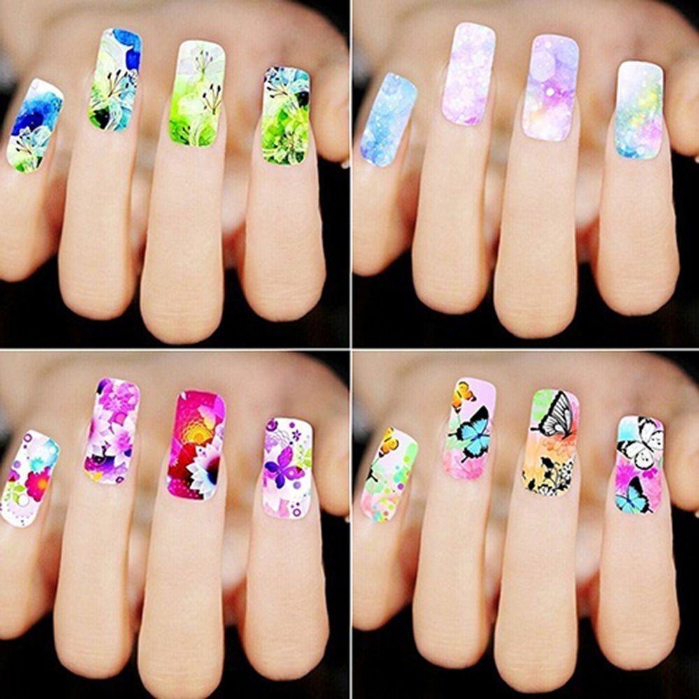 AUGUSTINA Agustina Manicure Decals Beauty Nail Art Tools Charm Decals Bunga Campur Tato Temporer Tato Motif Acak Dekorasi 50lembar