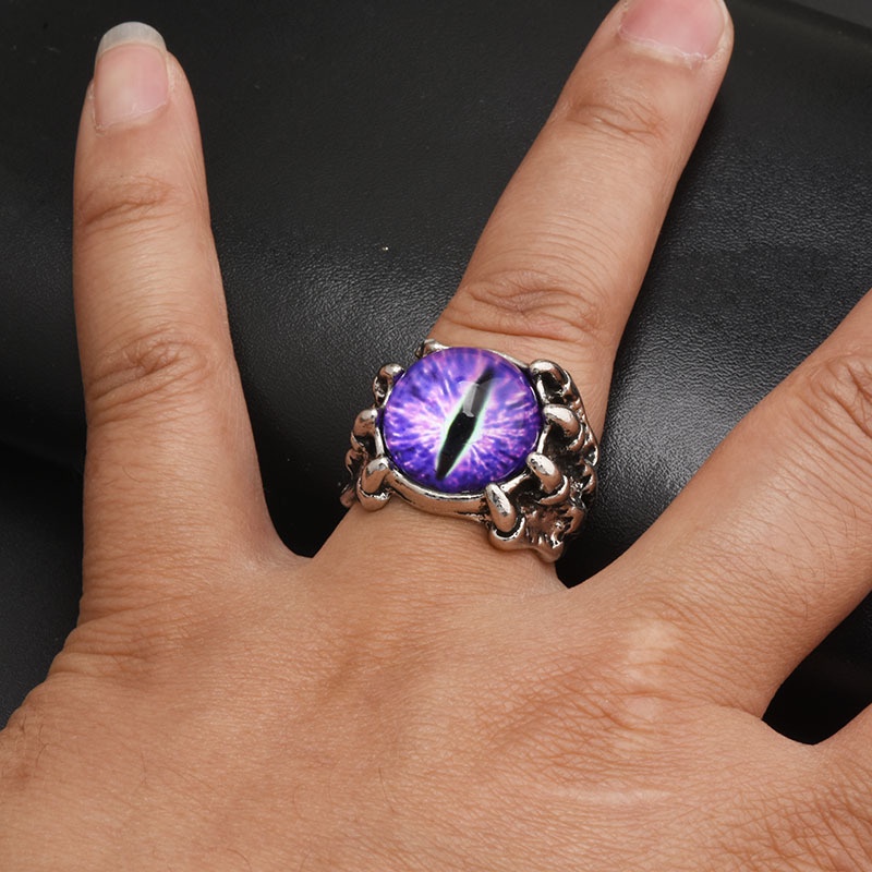 Cincin Keberuntungan Desain Cakar Iblis Mata Iblis Gaya Retro adjustable Untuk Pria / Wanita