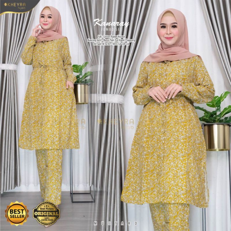 KANARAY SETELAN LONG TUNIK JUMBO/ONE SET KATUN RAYON VISCOSE JUMBO LD 120 CM FIT XXXL