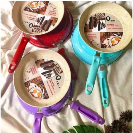 FRY PAN SET MARBLE WAJAN PENGGORENGAN ALAT MASAK DAPUR/TELFON/TEFLON ANTI LENGKET/TEFLON TRI J