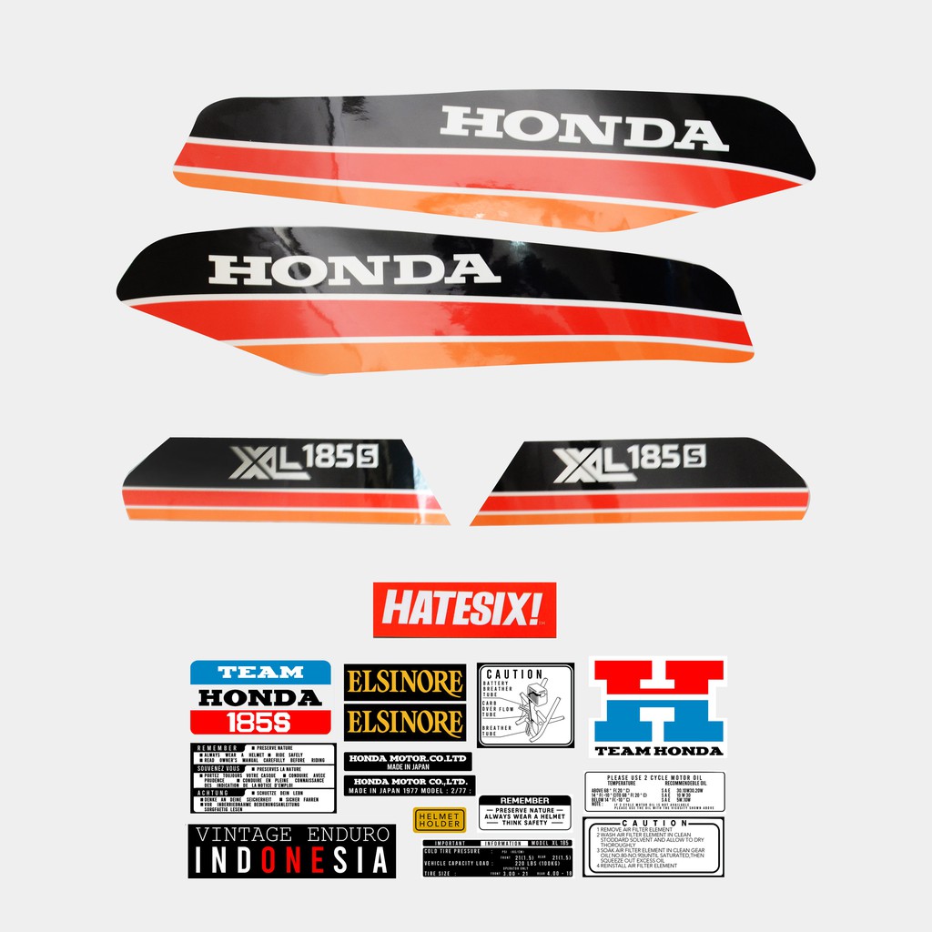 Sticker Decal Tempelan HONDA XL185S tahun1980 Hatesix