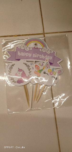 Cake Topper Unicorn  Set Hiasan  Kue  Ultah  Topper 