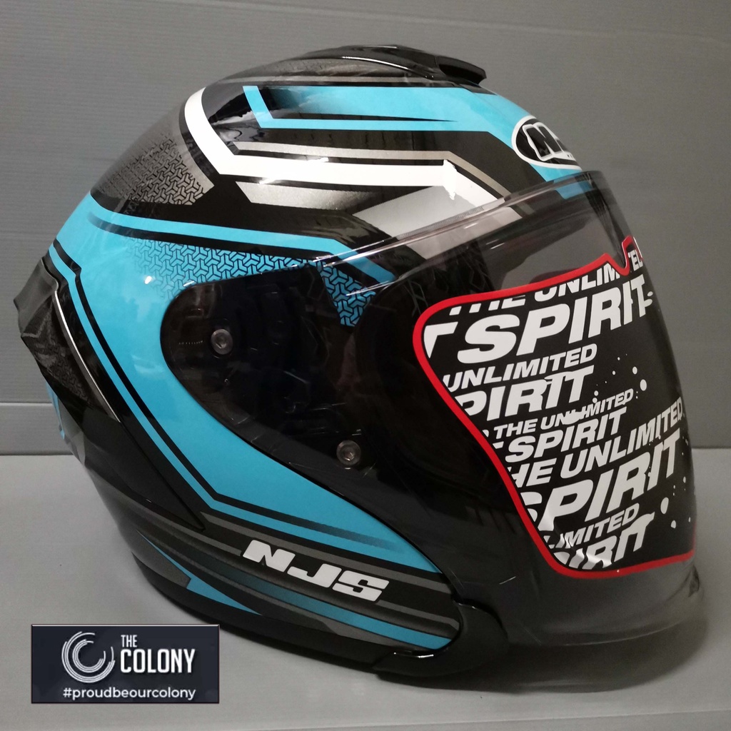 HELM NJS KAIROZ KAIROS MOTIF ZENITH BLACK BLUE DOUBLE VISOR-4