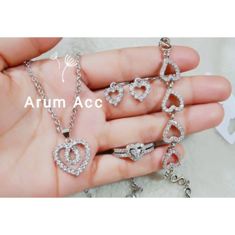 Perhiasan emas 1 set silver dewasa simple anti karat