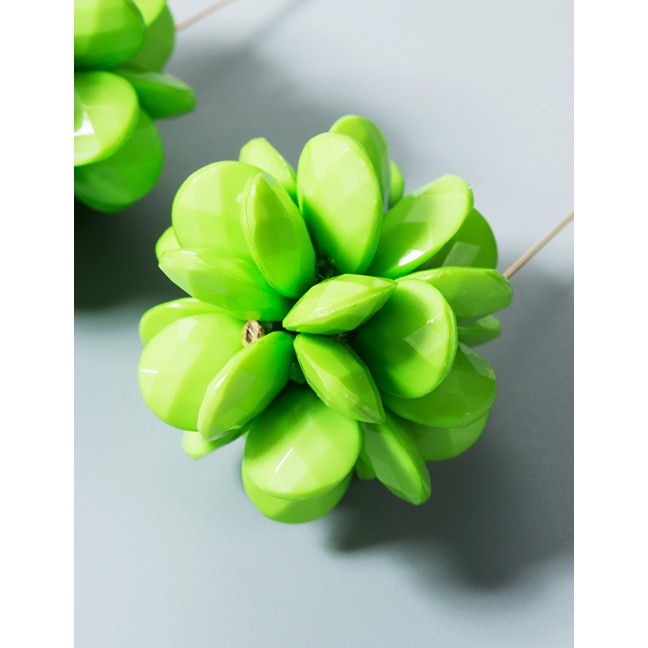 LRC Anting Tusuk Fashion 925 Silver Needle Geometric Flower Ball Diamond Stud Earrings D59948