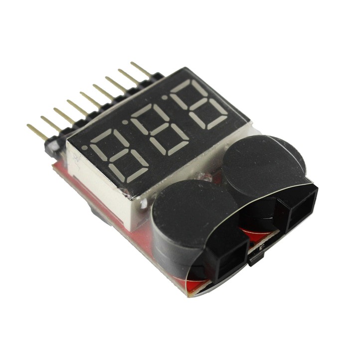 1-8s Lipo Battery Tester + Low Voltage Buzzer Alarm Baterai Li-Po Volt