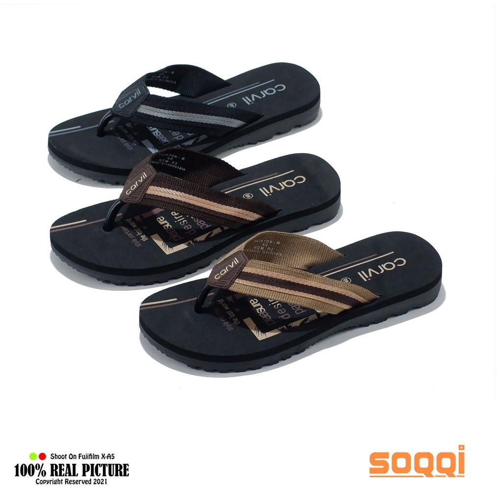 Sandal pria jepit casual flip flop ori sendal japit flat spon cowok laki-laki dewasa brand Carvil Clifton Renzo satoru Hamish promo murah cod 38-44