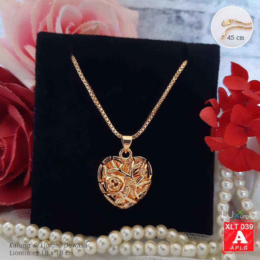 XLT 039 Kalung Set Liontin Laris Perhiasan Imitasi Lapis Emas 18K Kalung Itali Xuping 45 cm Set Dewasa  Model Kalung Bunga  Luxx Xuping