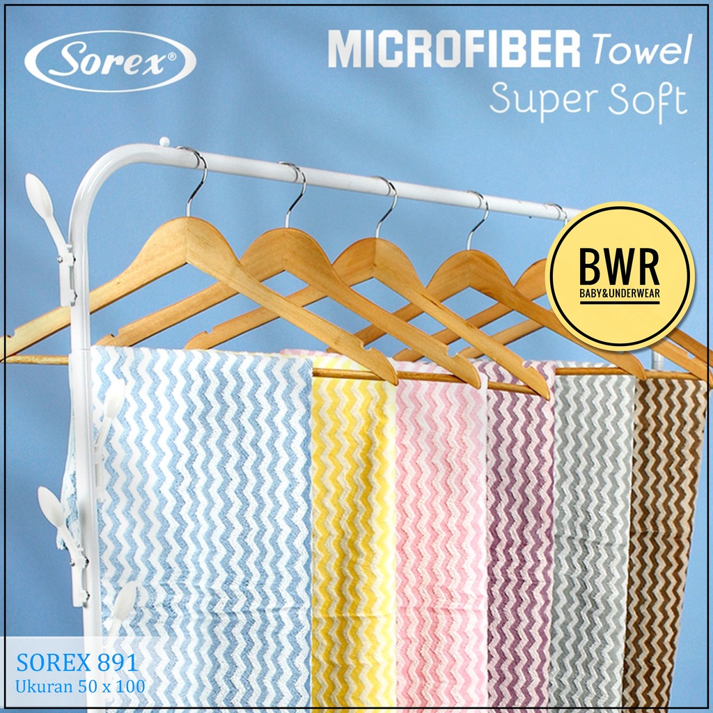 Handuk Sorex HM 891 Salur / 50 x 100 Handuk Mandi Microfiber Dewasa Daya Serap Tinggi | Bwr