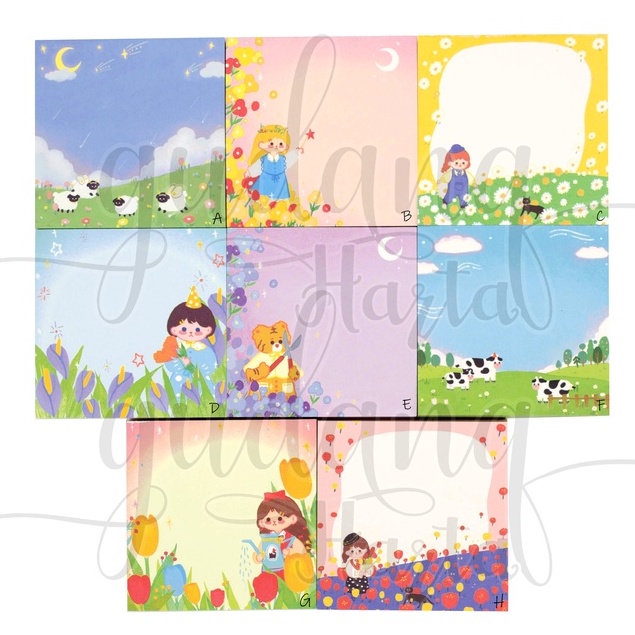 Memo Taman Bunga Memopad Motif Gardern Flower DIY Scrapbook GH 301450