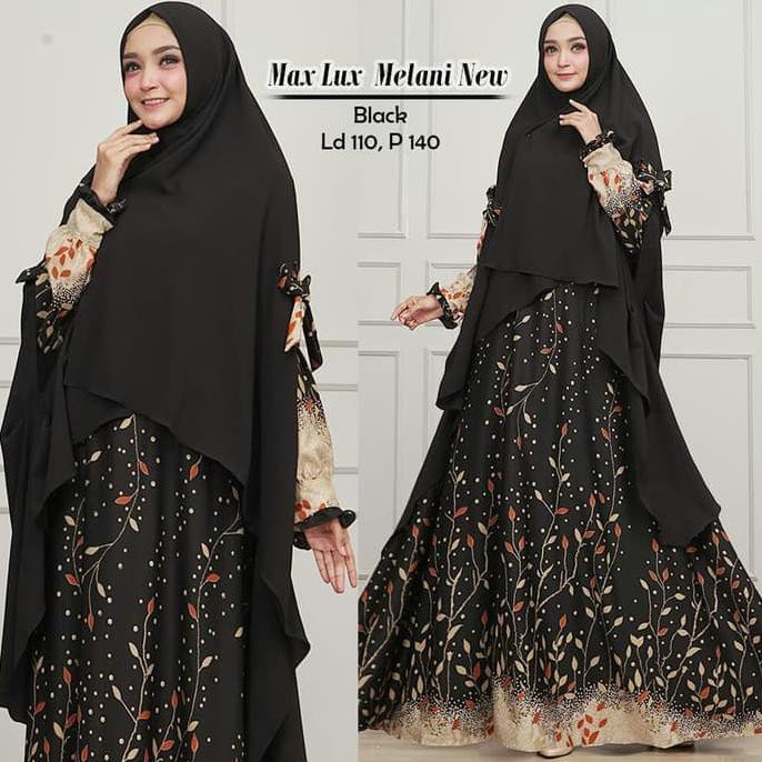 BAJU GAMIS SYARI MUSLIM PREMIUM MELANI HITAM / GAMIS PESTA MEWAH